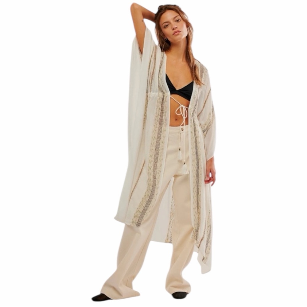 Free People Emerald Coast Kimono In Antique Ivory NWT